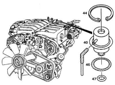  Диафрагменный регулятор давления топлива - детали установки Mercedes-Benz W140