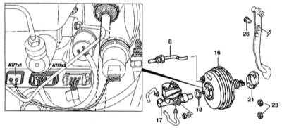  Снятие, установка и проверка исправности функционирования сервопривода   вакуумного усилителя тормозов Mercedes-Benz W140