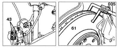  Проверка толщины тормозного диска и накладок тормозных колодок Mercedes-Benz W140